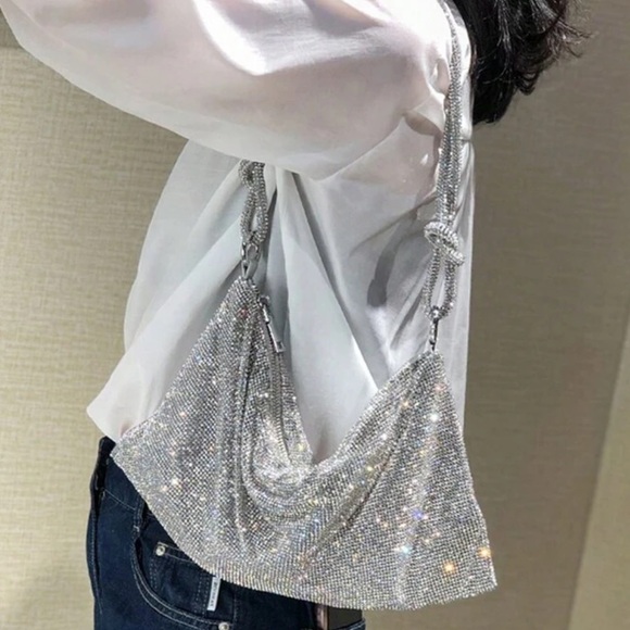 SILVER RHINESTONE LUXURY HANDBAG/SHOULDER BAG